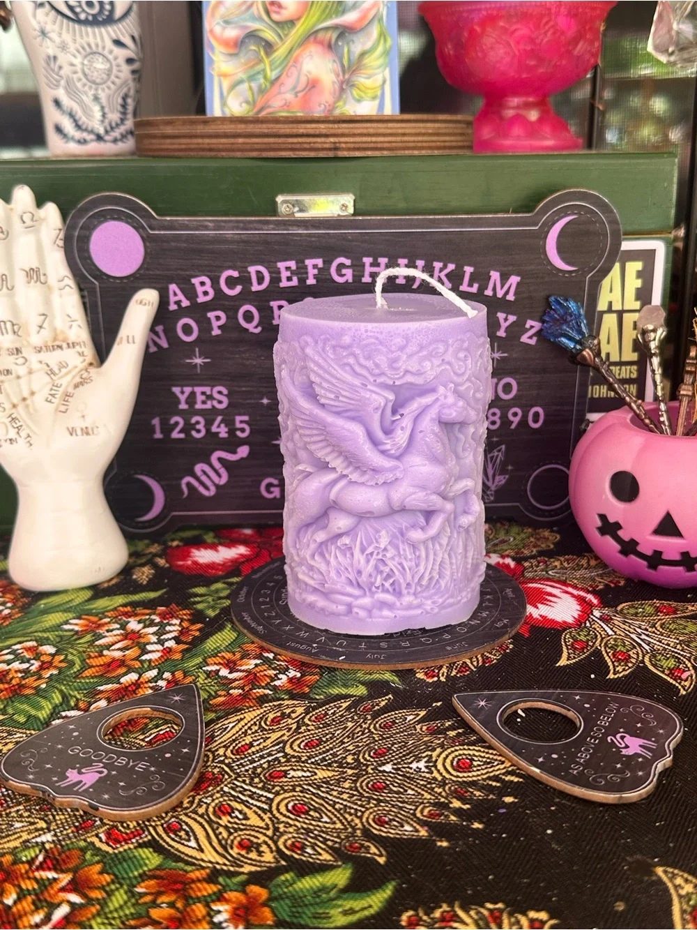 Lavender Pegasus Pillar Candle | Mythical Fantasy Candle |